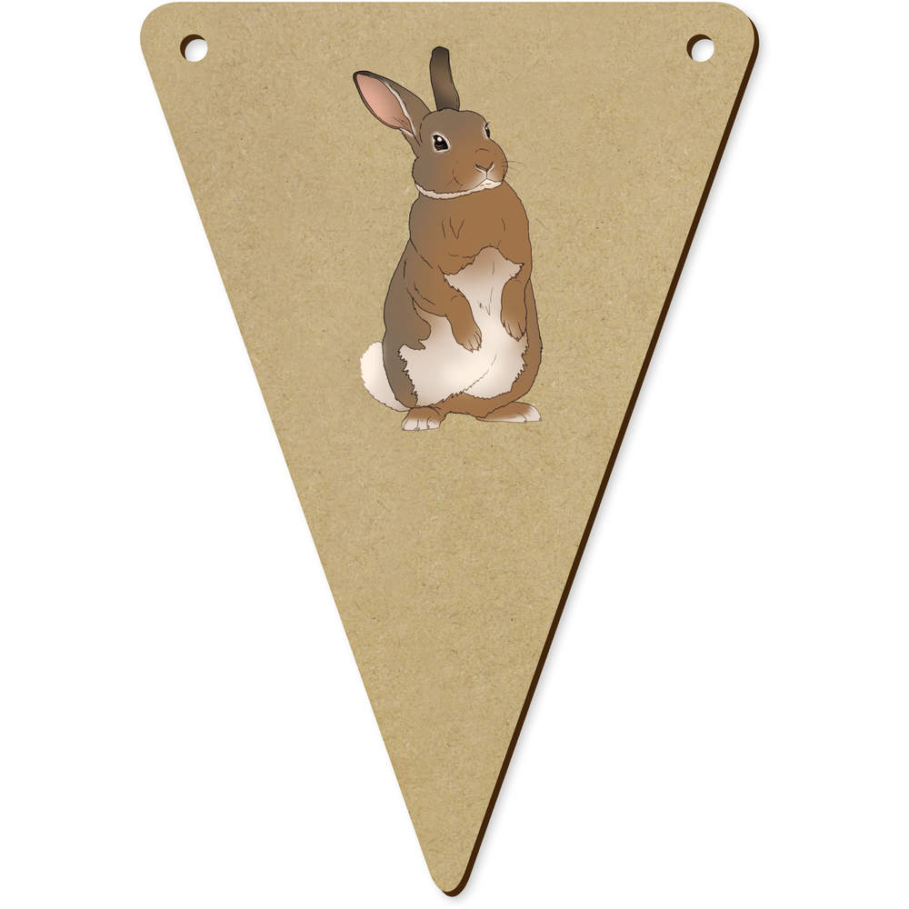 5 x 140mm 'Standing Rabbit Animal' Wooden Bunting Flags (BN00090401)
