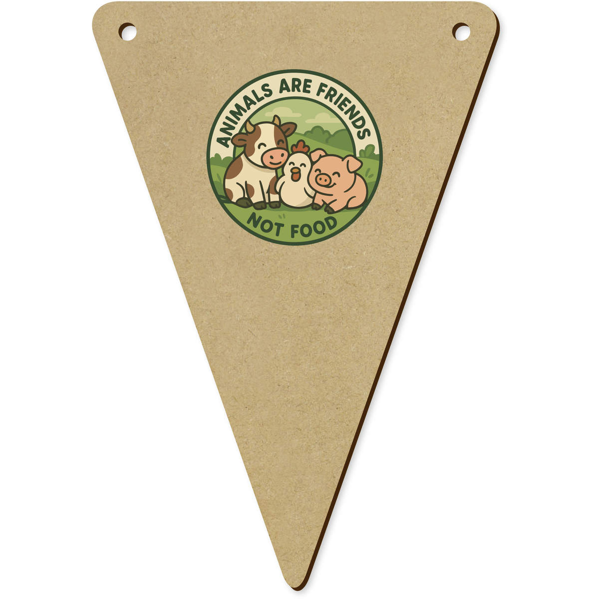 5 x 140mm 'Animals Are Friends Not Food' Bunting Pennants / Flags (BN00090503)