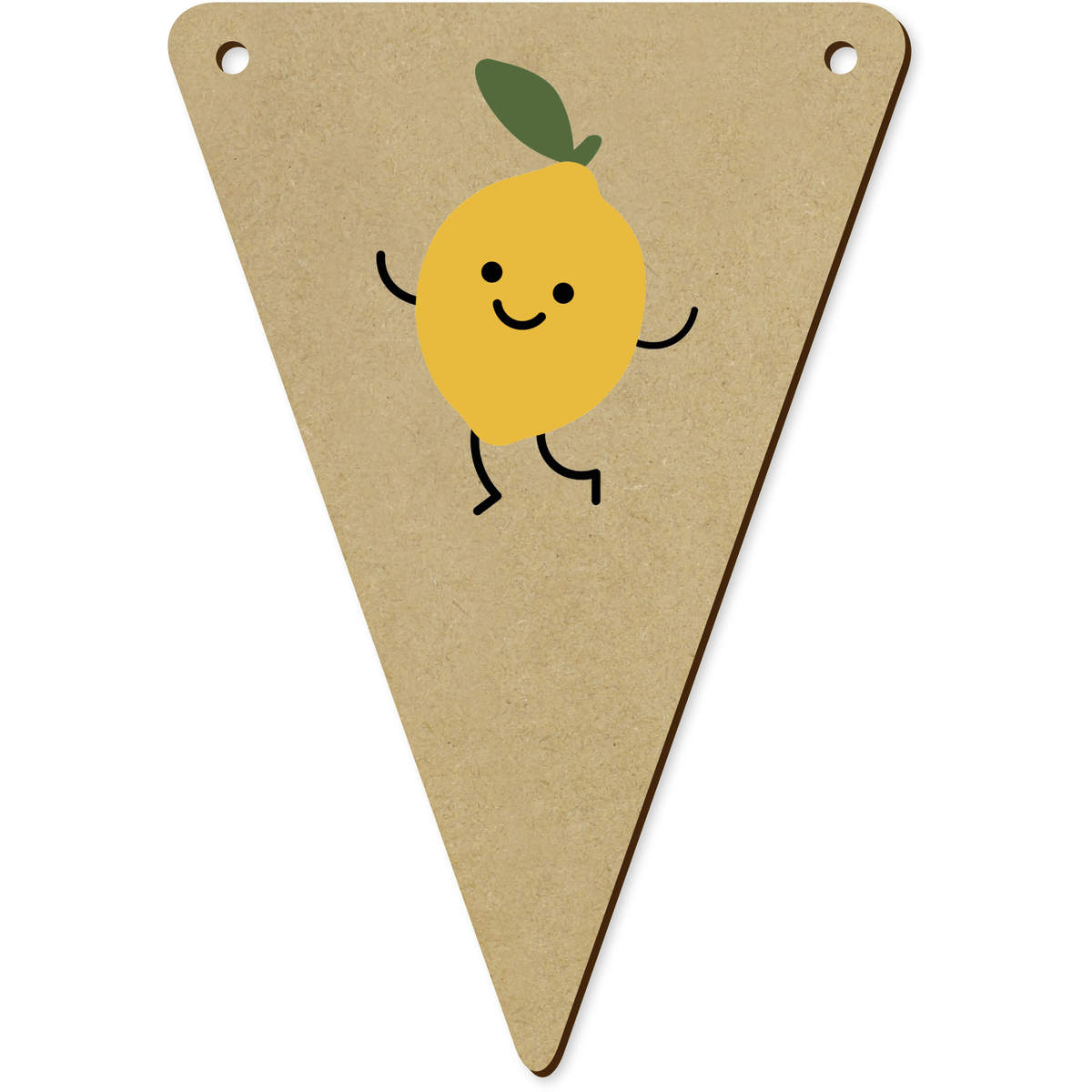 5 x 'Happy Lemon' MDF Bunting Flags - 14cm - MDF Pennants for Parties, Nurseries, Weddings and Home Decor (BN00090617)