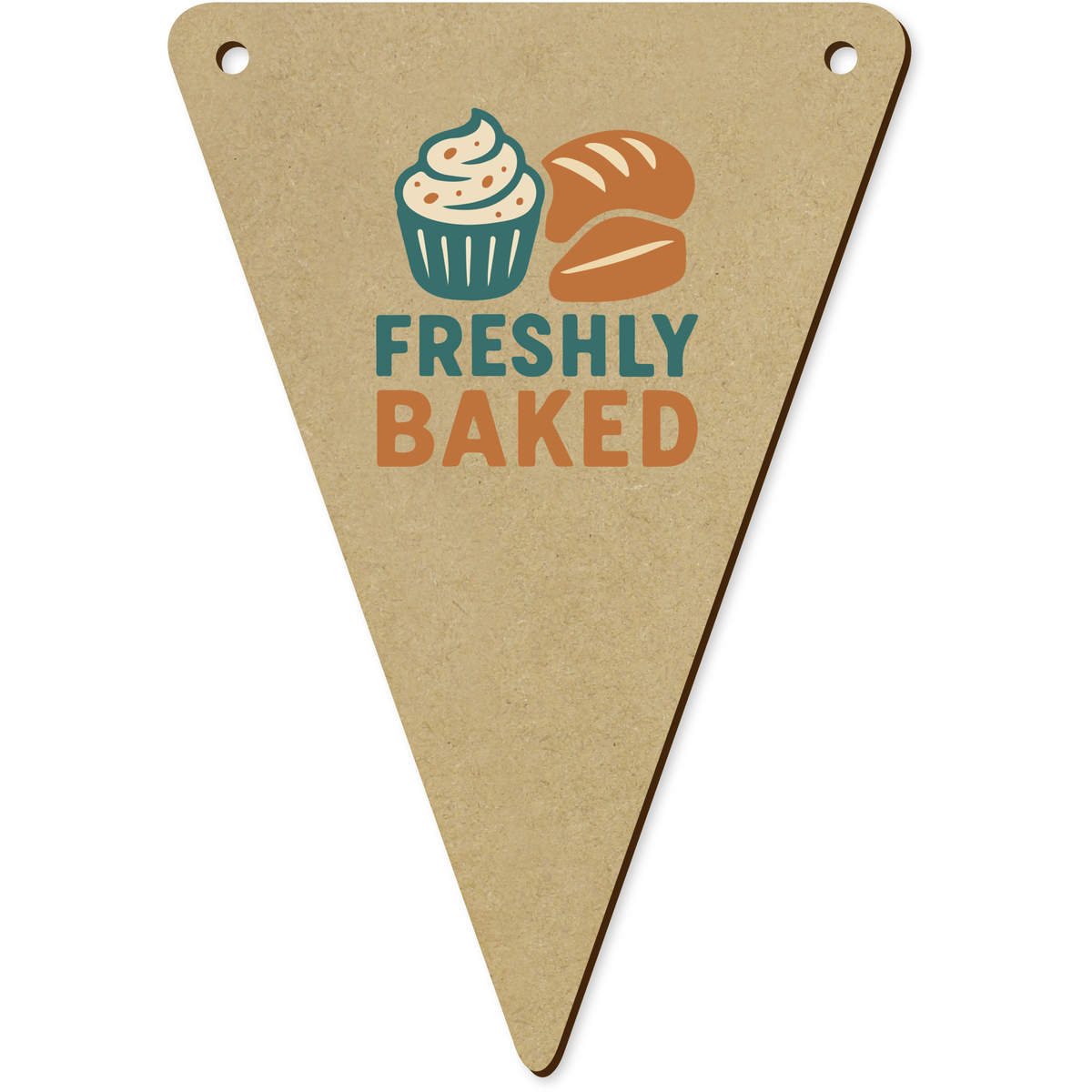 5 x 'Freshly Baked Goods' MDF Bunting Flags - 14cm - MDF Pennants for Parties, Nurseries, Weddings and Home Decor (BN00091071)