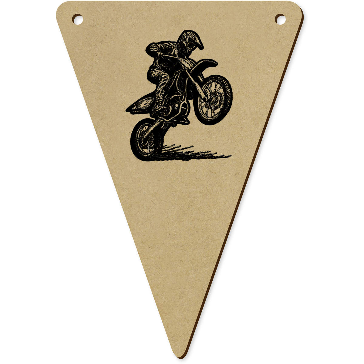 5 x 'Dirt Bike Rider' MDF Bunting Flags - 14cm - MDF Pennants for Parties, Nurseries, Weddings and Home Decor (BN00091105)