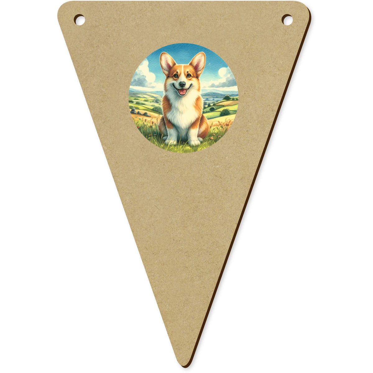5 x 140mm 'Happy Welsh Corgi' Bunting Pennants / Flags (BN00091502)