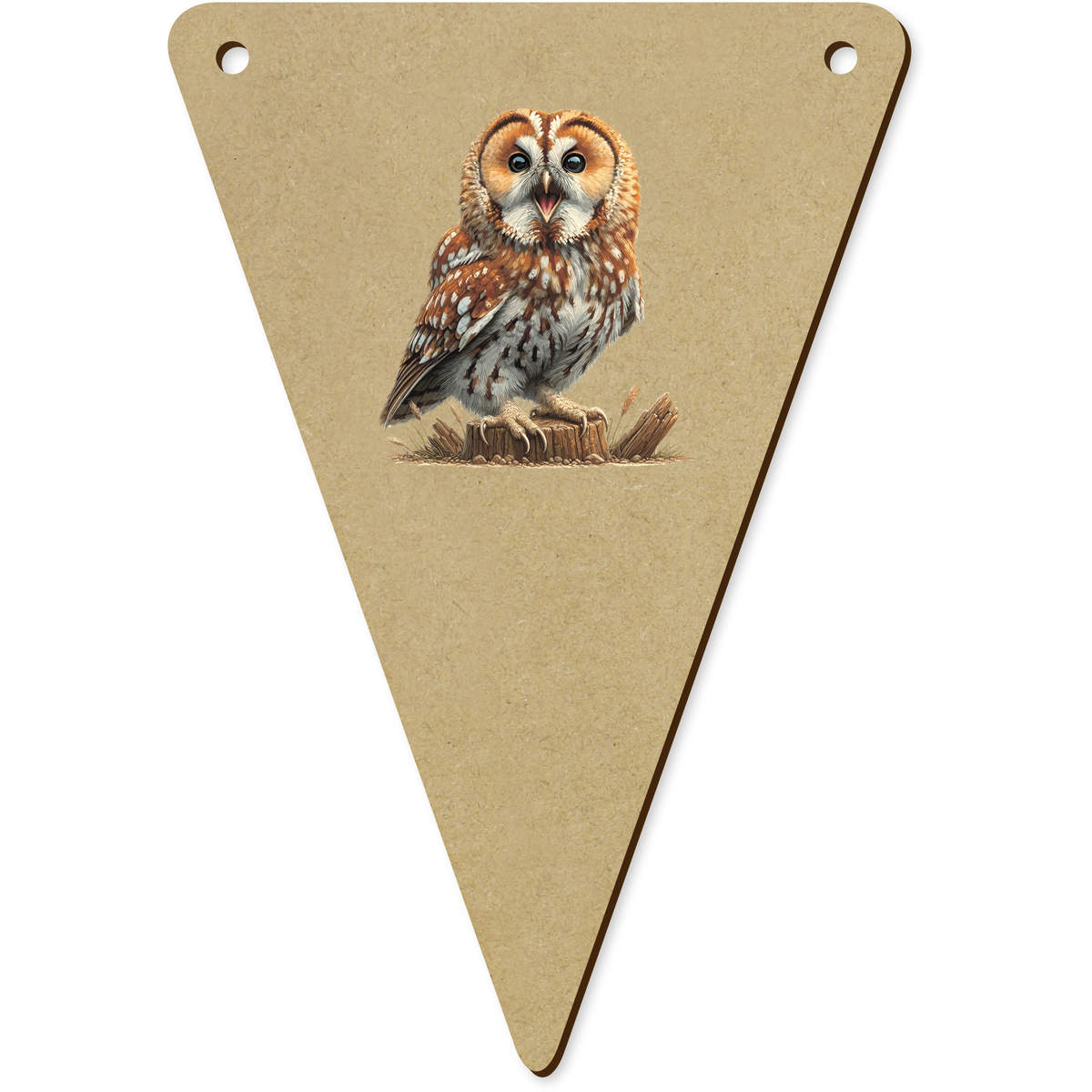 5 x 140mm 'Tawny Owl Calling' Bunting Pennants / Flags (BN00091504)