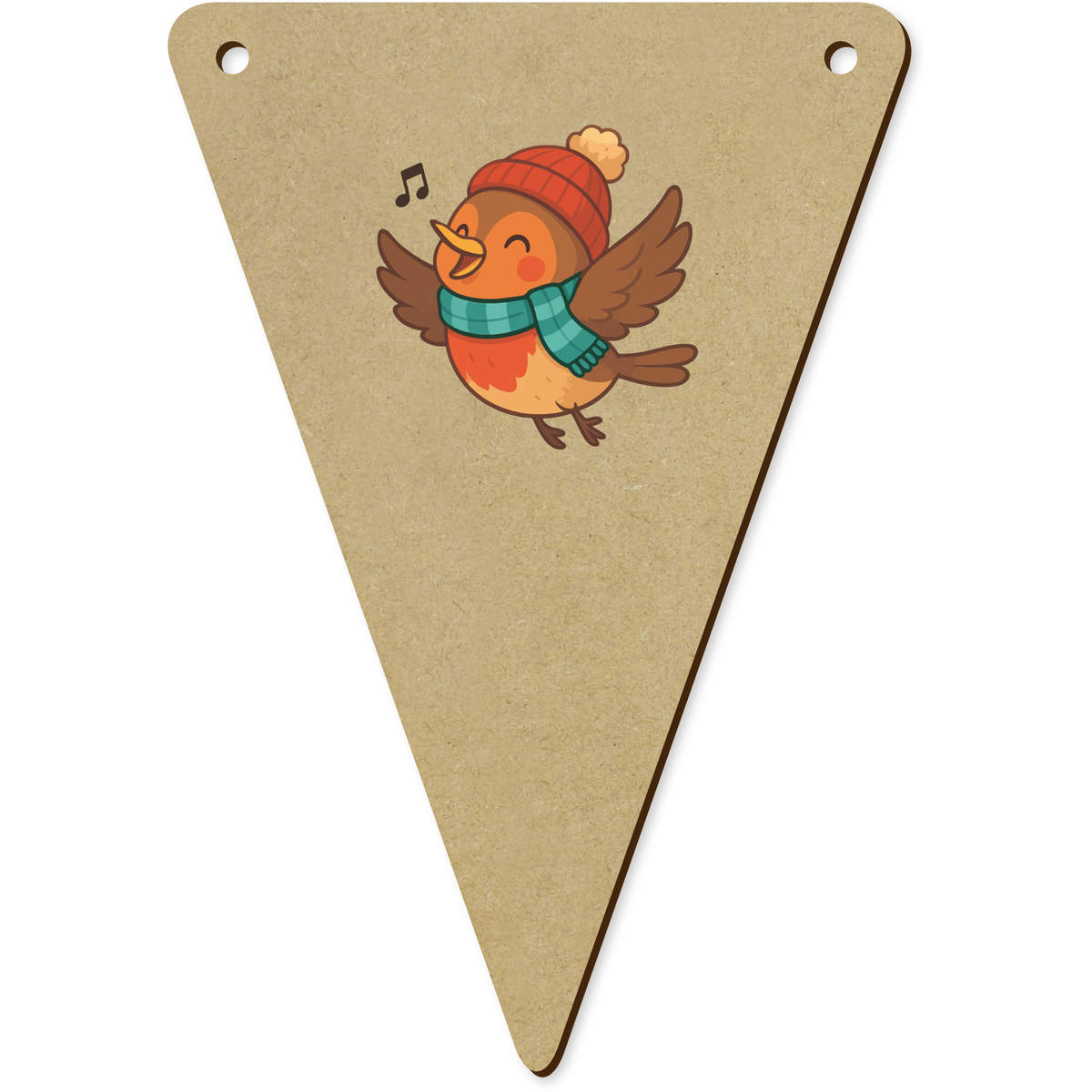 5 x 140mm 'Festive Singing Robin' Bunting Pennants / Flags (BN00091977)