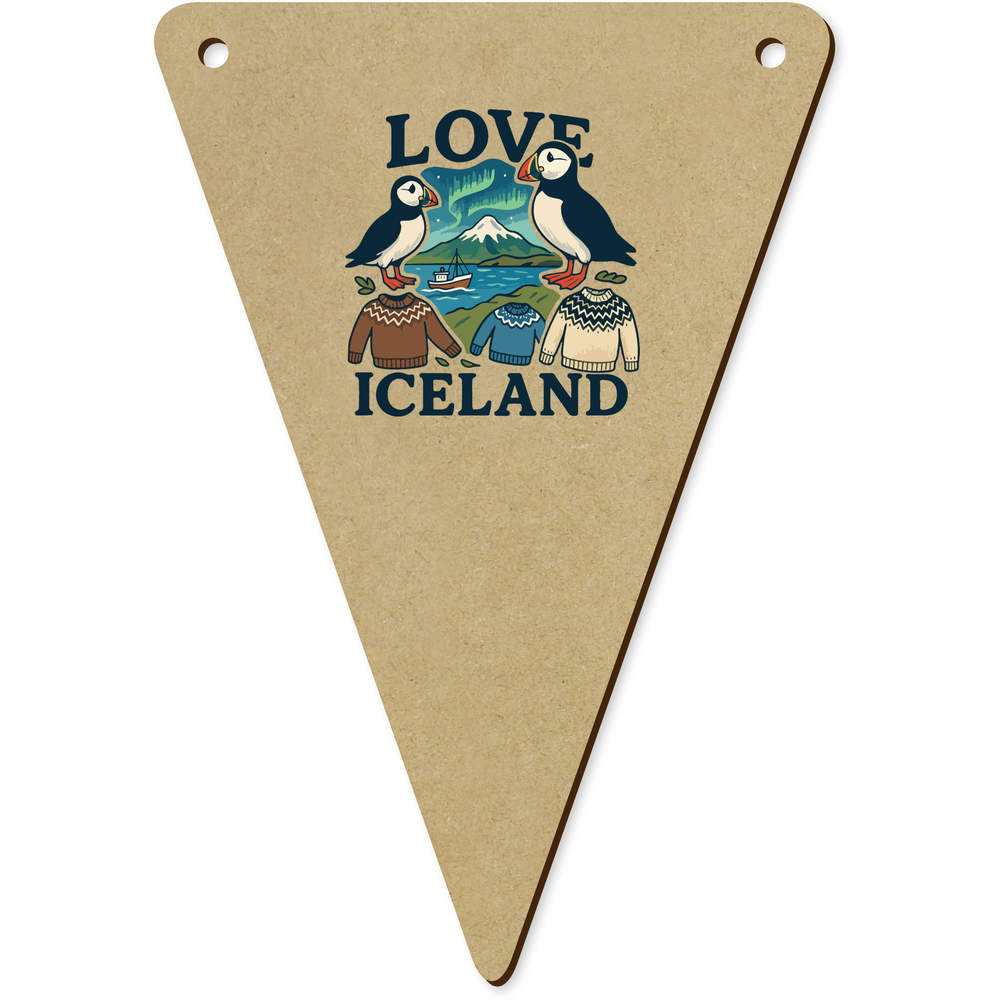 5 x 140mm 'Love Iceland' Wooden Bunting Flags (BN00092184)