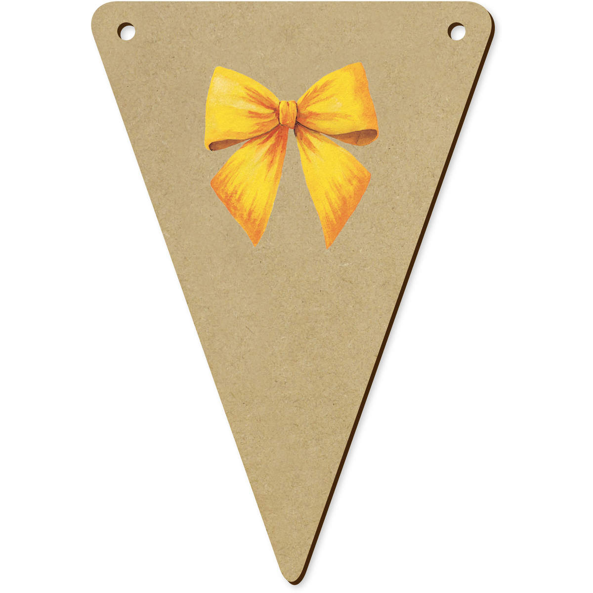 5 x 'Yellow Bow' MDF Bunting Flags - 14cm - MDF Pennants for Parties, Nurseries, Weddings and Home Decor (BN00092380)