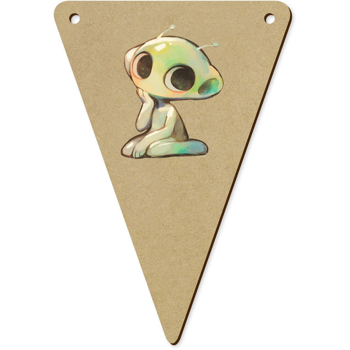 5 x 140mm 'Cute Alien Sitting' Bunting Pennants / Flags (BN00092488)