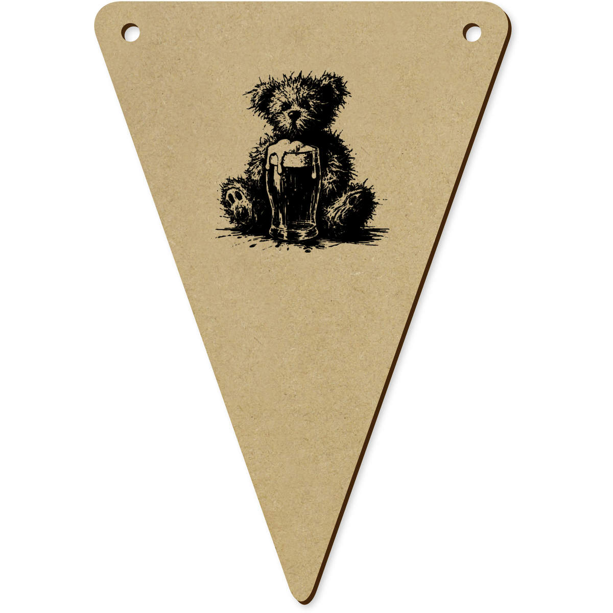 5 x 'Teddy & Ginger Beer' MDF Bunting Flags - 14cm - MDF Pennants for Parties, Nurseries, Weddings and Home Decor (BN00092770)