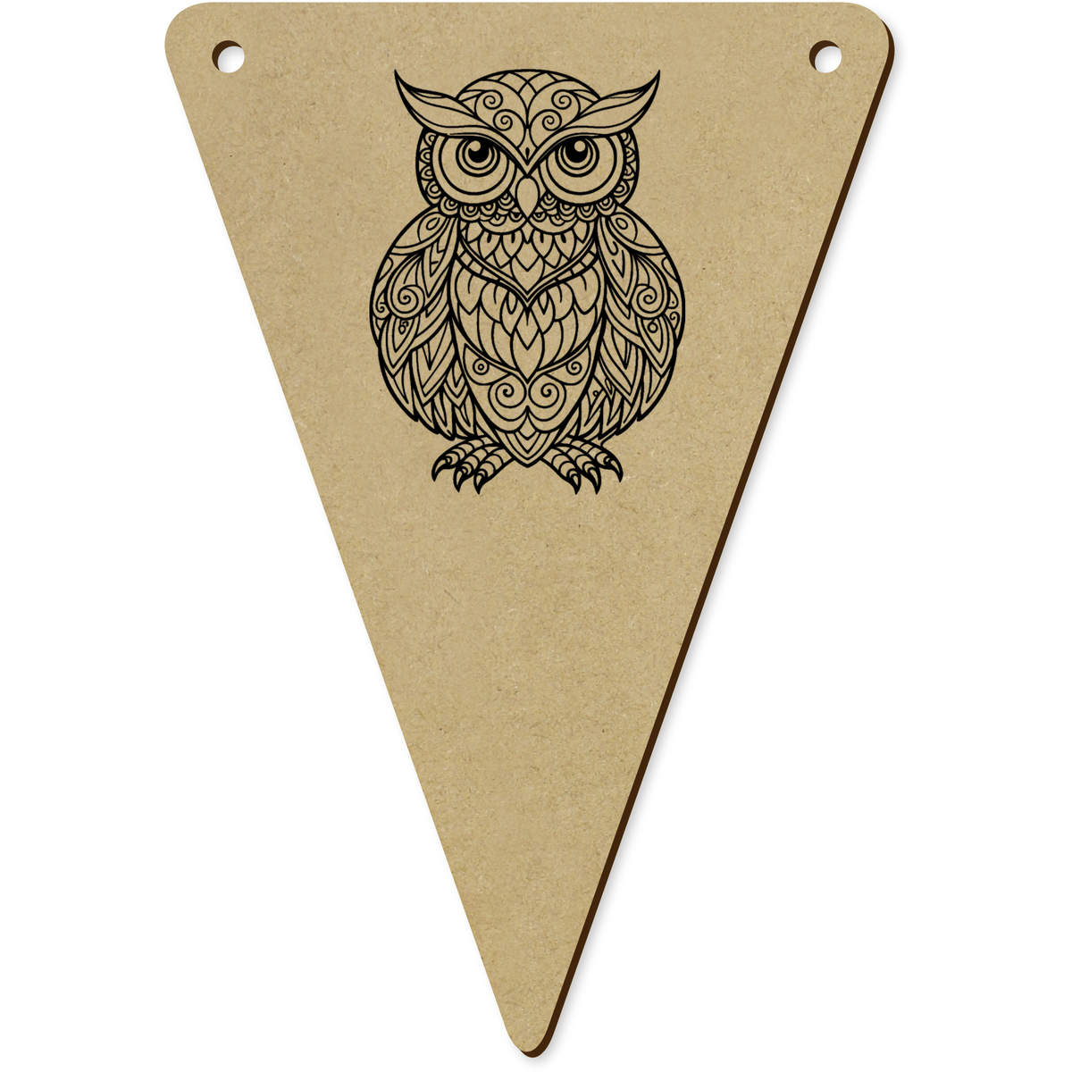 5 x 'Owl Linear Art Beautiful ' MDF Bunting Flags - 14cm - MDF Pennants for Parties, Nurseries, Weddings and Home Decor (BN00092872)