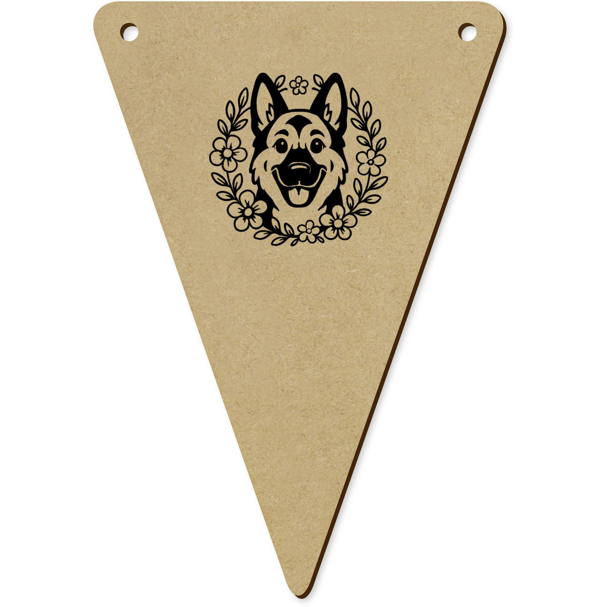 5 x 140mm 'German Shepherd Floral Wreath' Bunting Pennants / Flags (BN00093399)