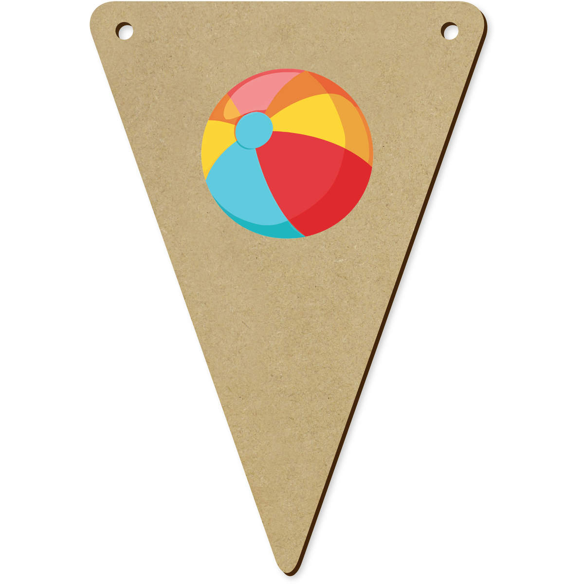 5 x 'Coloured Beach Ball' MDF Bunting Flags - 14cm - MDF Pennants for Parties, Nurseries, Weddings and Home Decor (BN00093522)