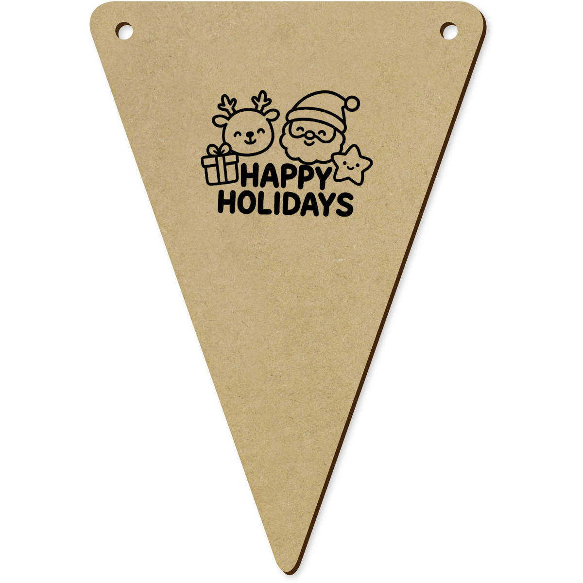 5 x 'Happy Holidays With Santa' MDF Bunting Flags - 14cm - MDF Pennants for Parties, Nurseries, Weddings and Home Decor (BN00093531)