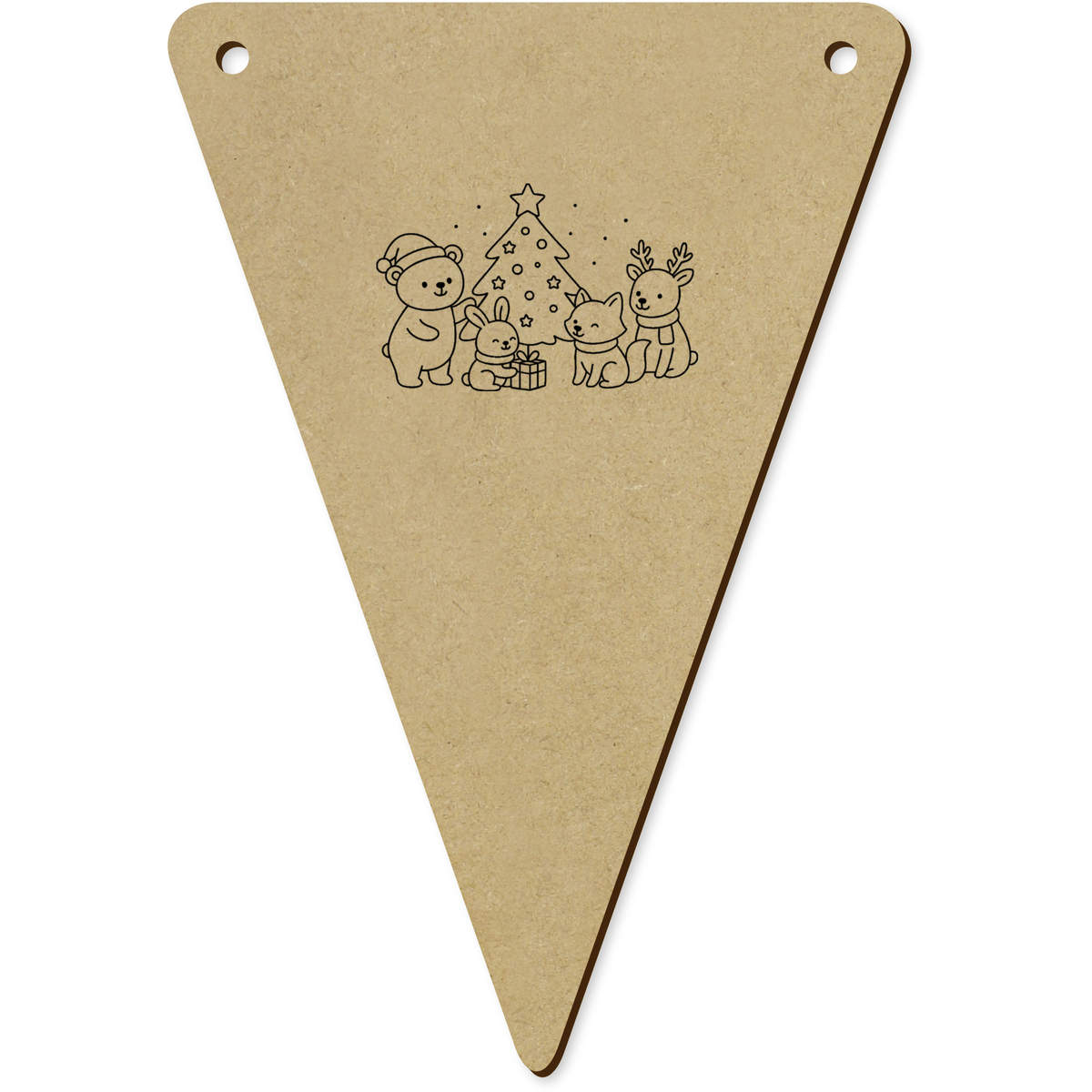 5 x 'Christmas Forest Animals' MDF Bunting Flags - 14cm - MDF Pennants for Parties, Nurseries, Weddings and Home Decor (BN00093543)