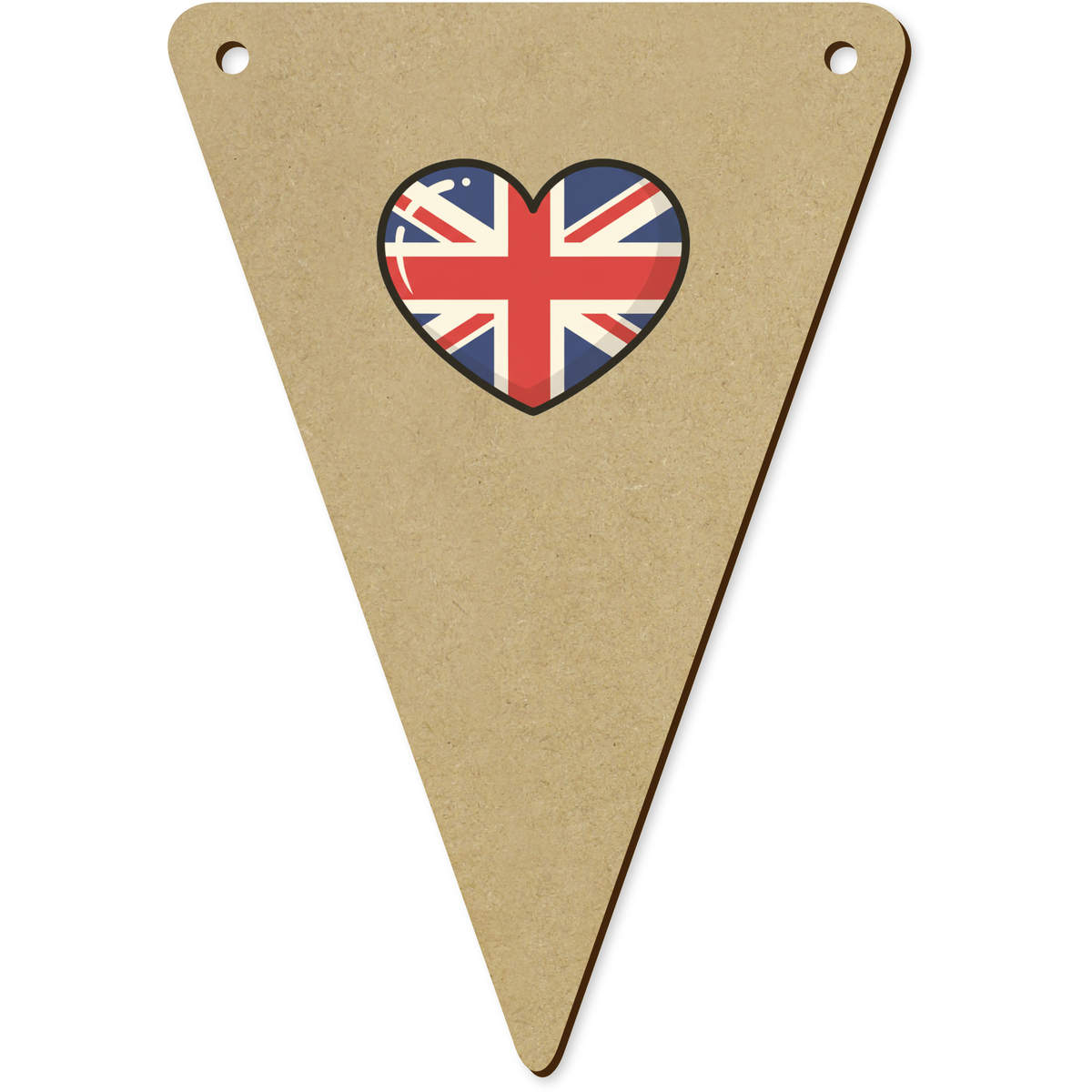 5 x 'Union Jack Heart' MDF Bunting Flags - 14cm - MDF Pennants for Parties, Nurseries, Weddings and Home Decor (BN00093782)