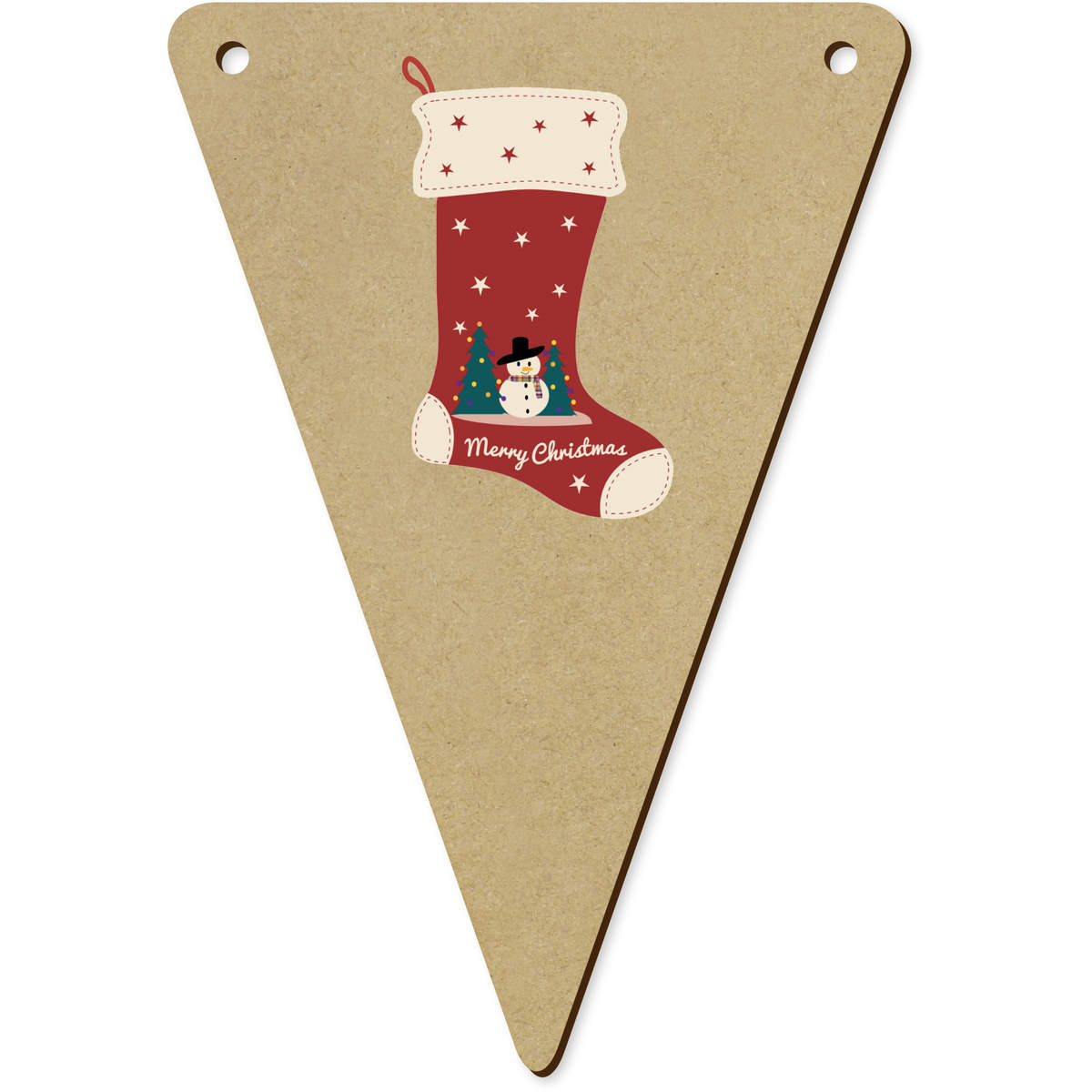 5 x 'Christmas Stocking' MDF Bunting Flags - 14cm - MDF Pennants for Parties, Nurseries, Weddings and Home Decor (BN00093873)