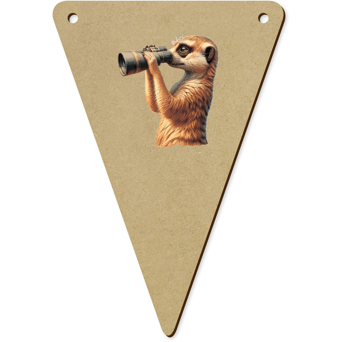 5 x 'Meerkat & Binoculars' MDF Bunting Flags - 14cm - MDF Pennants for Parties, Nurseries, Weddings and Home Decor (BN00094642)