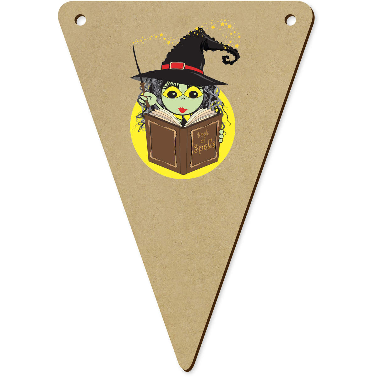 5 x 'Book of Spells' MDF Bunting Flags - 14cm - MDF Pennants for Parties, Nurseries, Weddings and Home Decor (BN00094860)