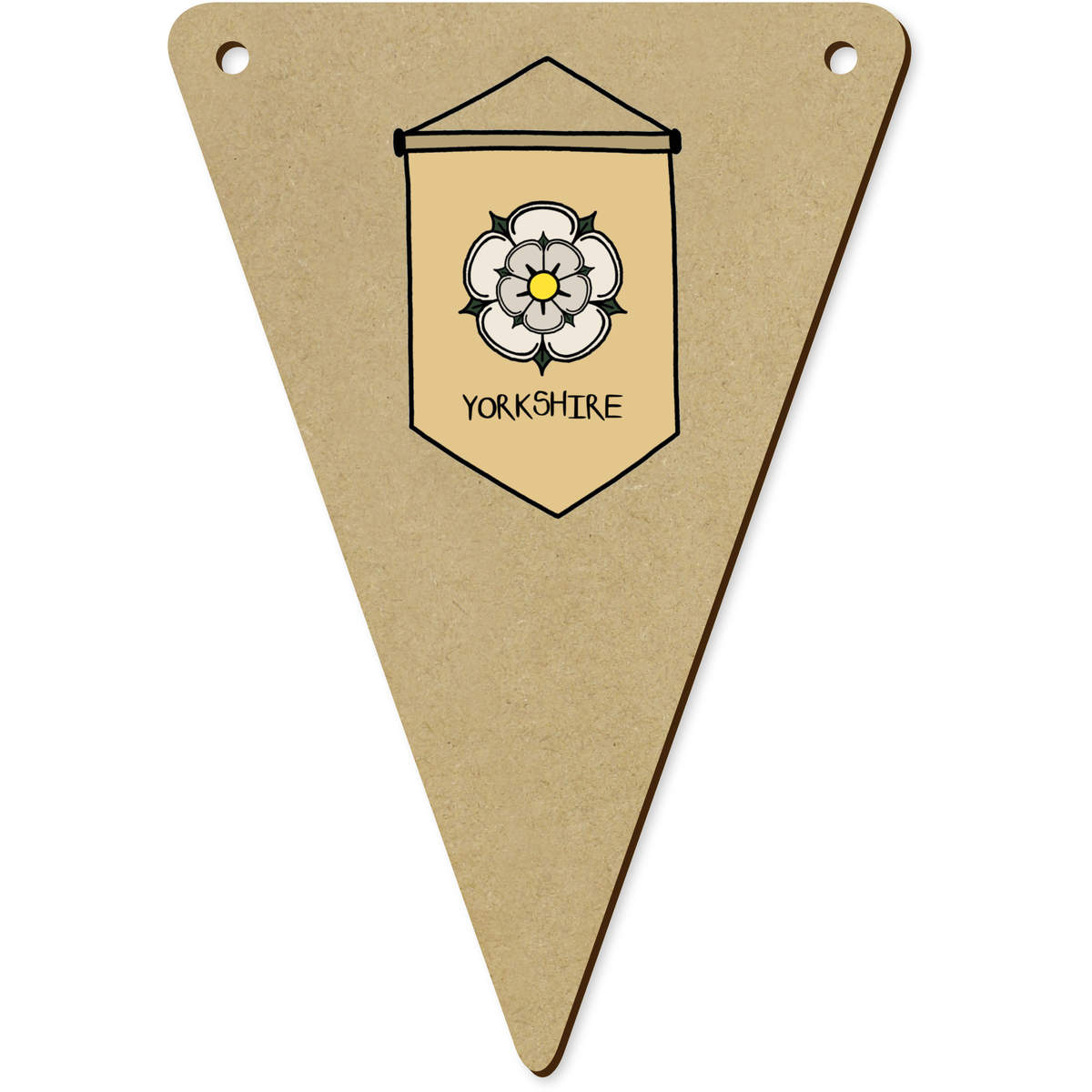 5 x 'Yorkshire Rose Banner' MDF Bunting Flags - 14cm - MDF Pennants for Parties, Nurseries, Weddings and Home Decor (BN00095193)