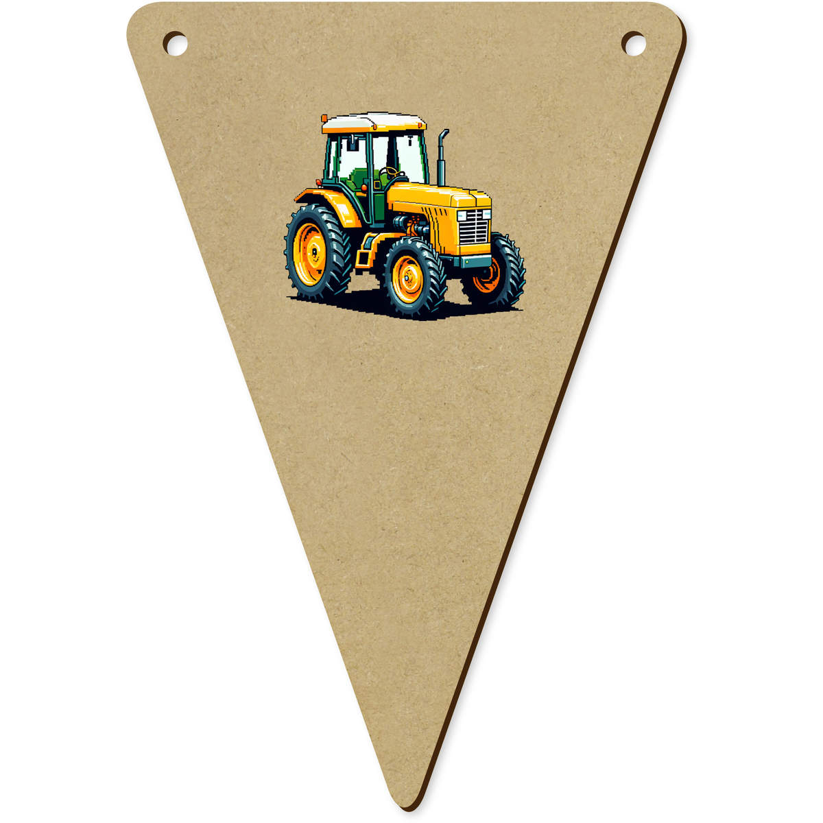 5 x 'Retro Art Style Tractor' MDF Bunting Flags - 14cm - MDF Pennants for Parties, Nurseries, Weddings and Home Decor (BN00095523)