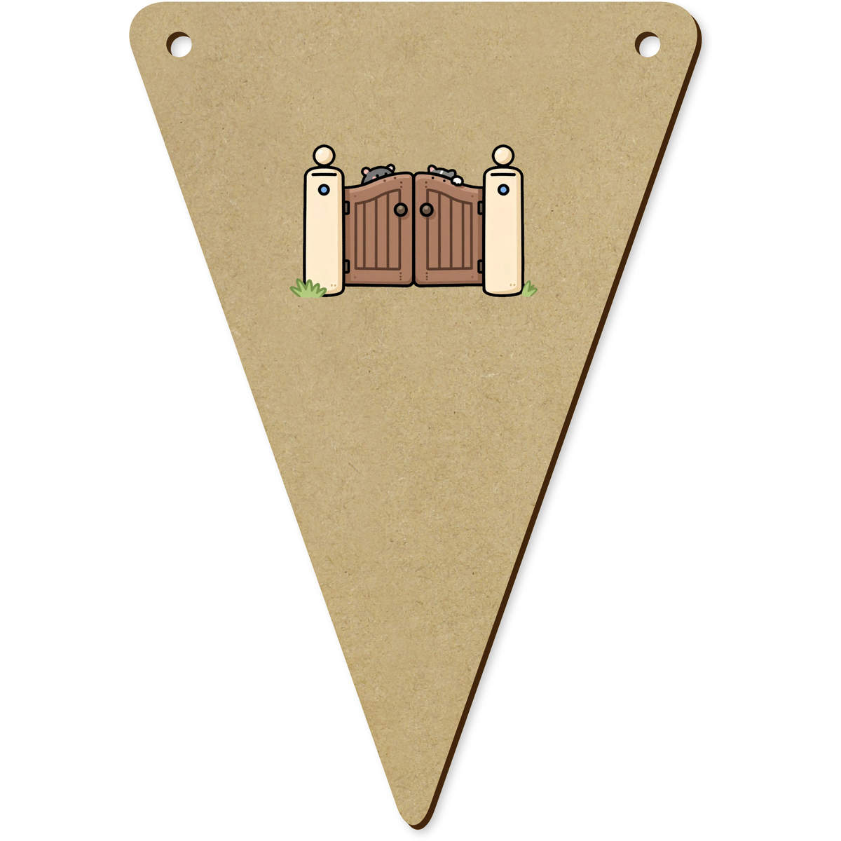 5 x 'Closed Gate' MDF Bunting Flags - 14cm - MDF Pennants for Parties, Nurseries, Weddings and Home Decor (BN00095654)