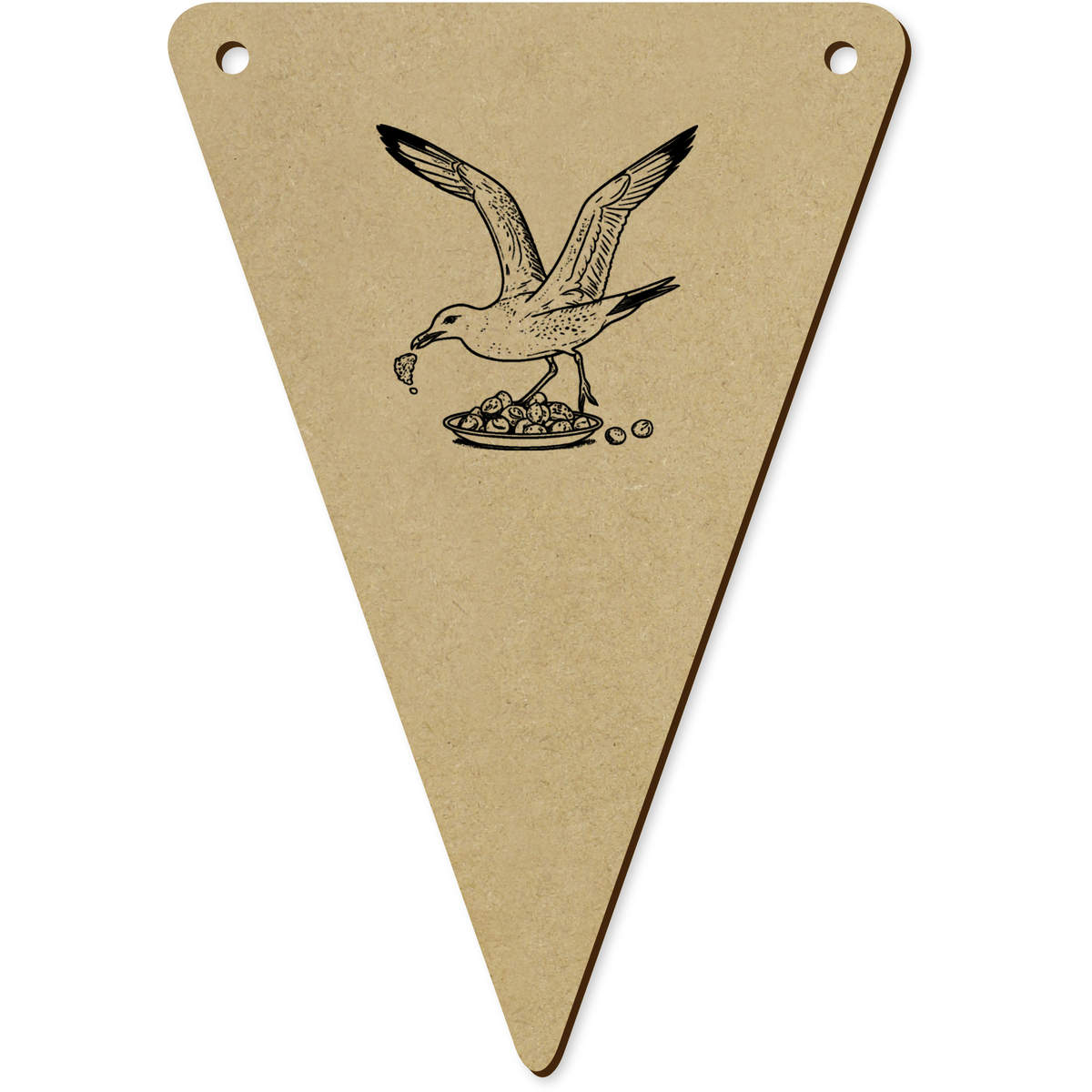 5 x 'Seagull Stealing Food' MDF Bunting Flags - 14cm - MDF Pennants for Parties, Nurseries, Weddings and Home Decor (BN00095877)