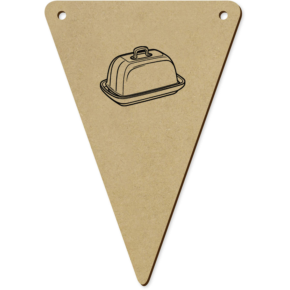 5 x 'Butter Dish' MDF Bunting Flags - 14cm - MDF Pennants for Parties, Nurseries, Weddings and Home Decor (BN00096145)