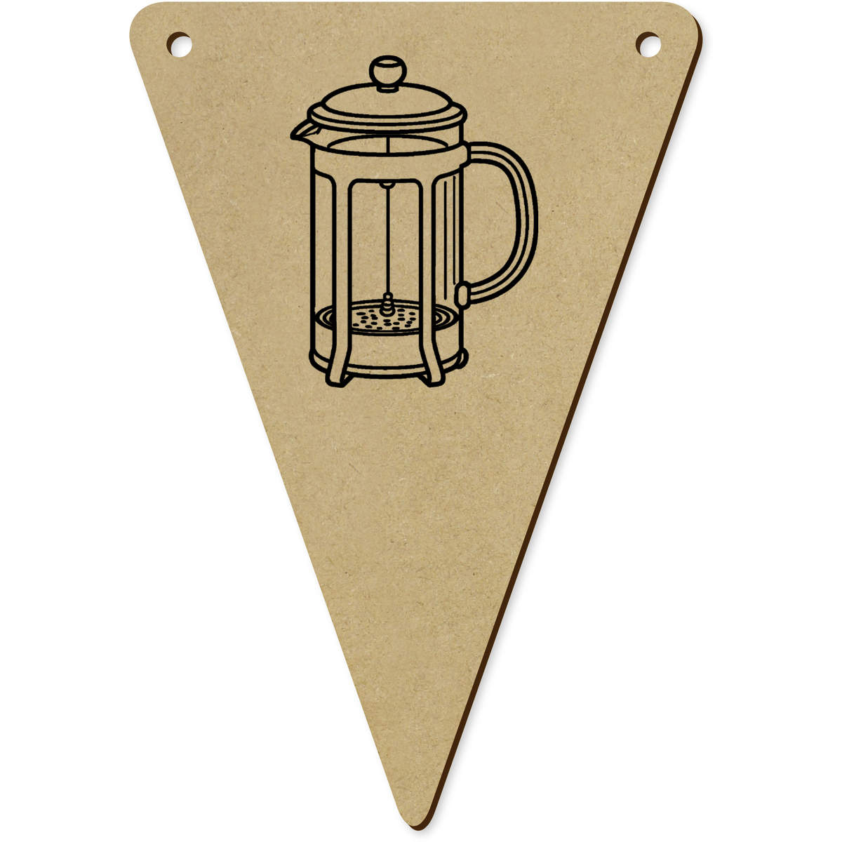 5 x 'French Press' MDF Bunting Flags - 14cm - MDF Pennants for Parties, Nurseries, Weddings and Home Decor (BN00096151)