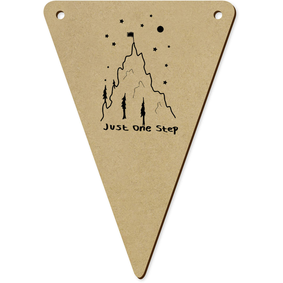 5 x 'Just One Step At A Time' MDF Bunting Flags - 14cm - MDF Pennants for Parties, Nurseries, Weddings and Home Decor (BN00096415)