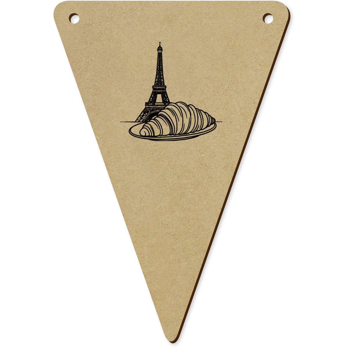 5 x 'Croissant & Eiffel Tower' MDF Bunting Flags - 14cm - MDF Pennants for Parties, Nurseries, Weddings and Home Decor (BN00096509)