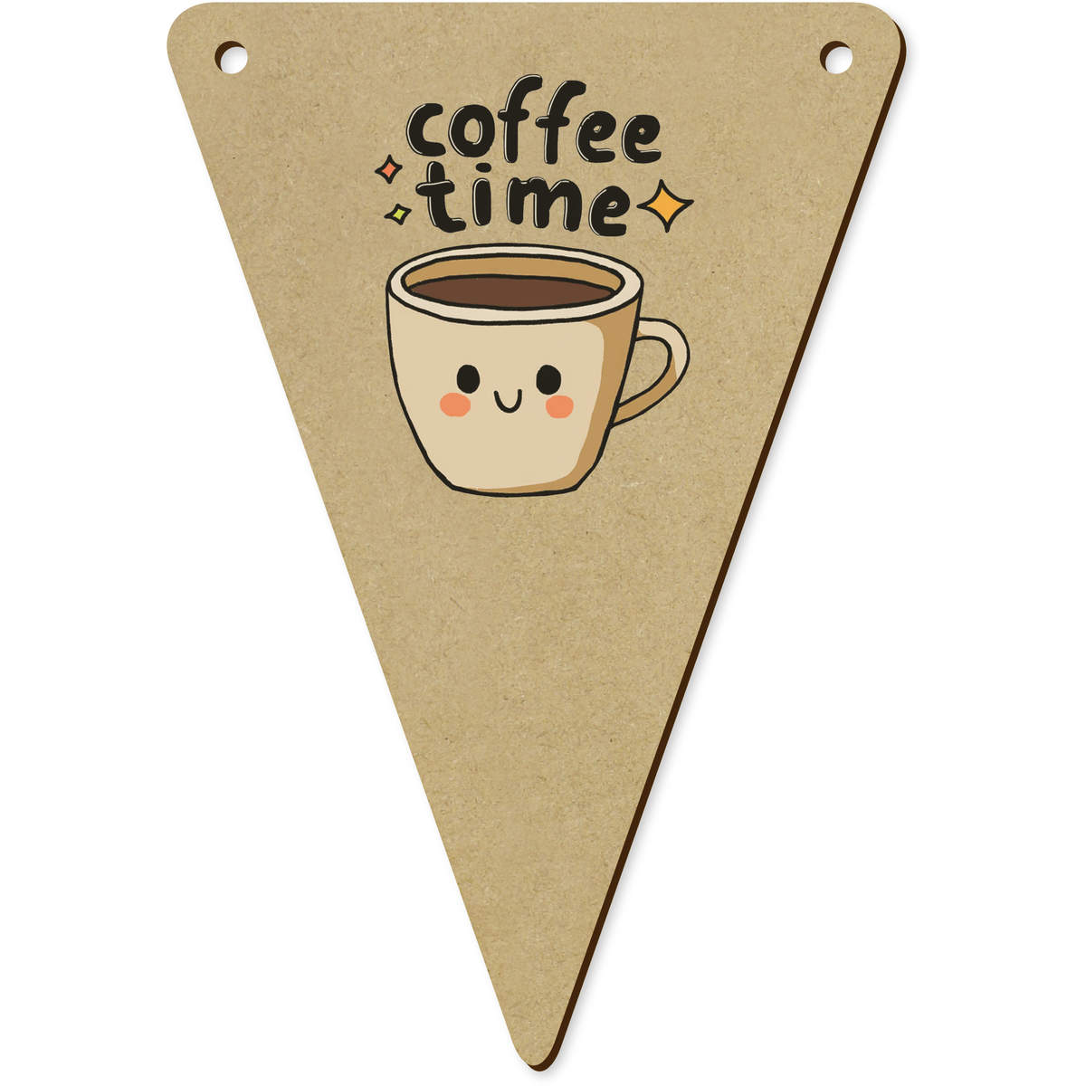 5 x 'Coffee Time Coffee Cup' MDF Bunting Flags - 14cm - MDF Pennants for Parties, Nurseries, Weddings and Home Decor (BN00096702)