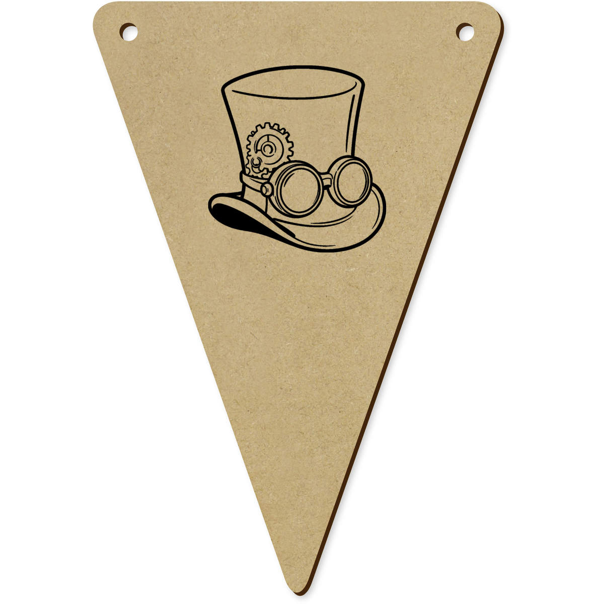 5 x 'Steampunk Top Hat' MDF Bunting Flags - 14cm - MDF Pennants for Parties, Nurseries, Weddings and Home Decor (BN00097364)