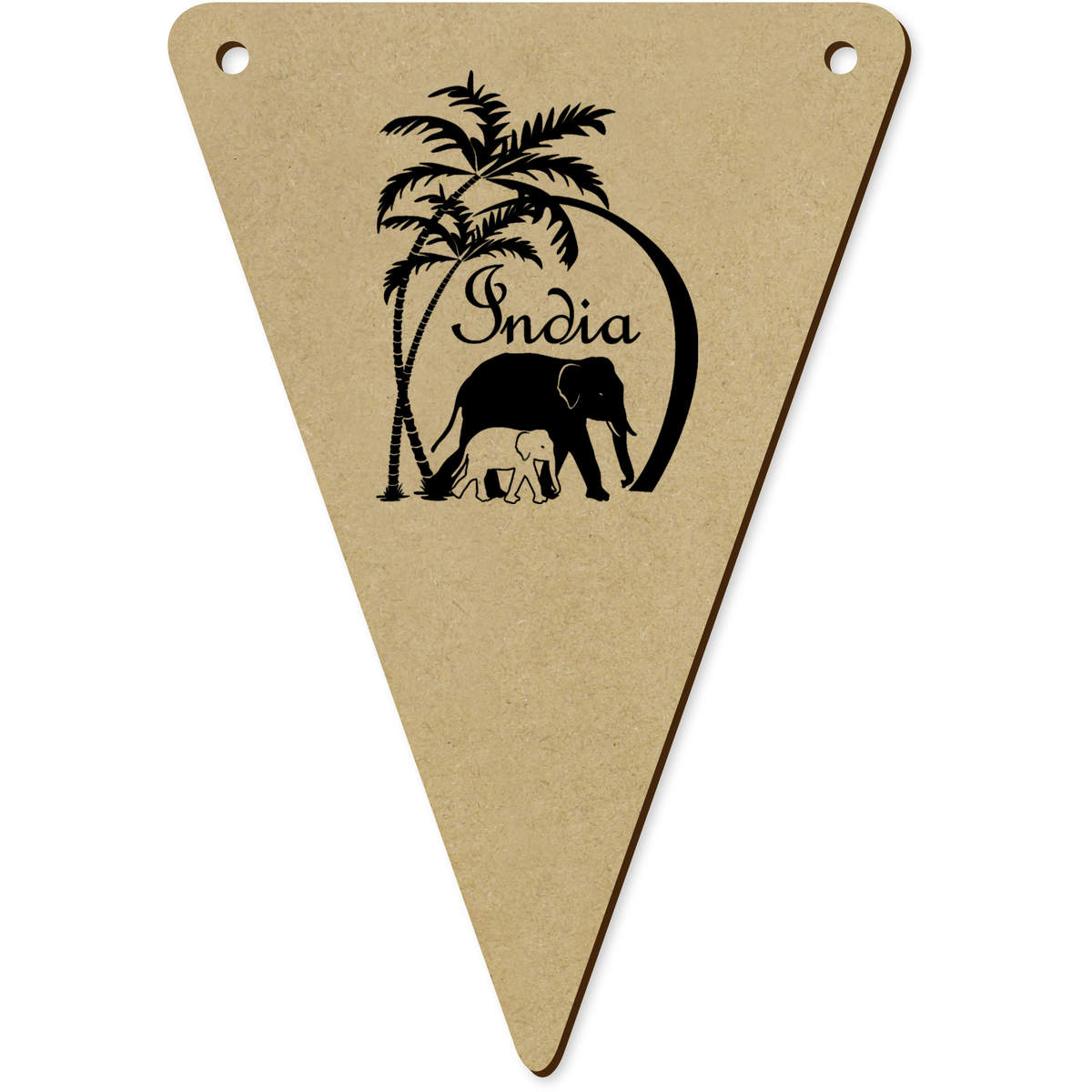 5 x 'Baby and Mother Elephants' MDF Bunting Flags - 14cm - MDF Pennants for Parties, Nurseries, Weddings and Home Decor (BN00097468)