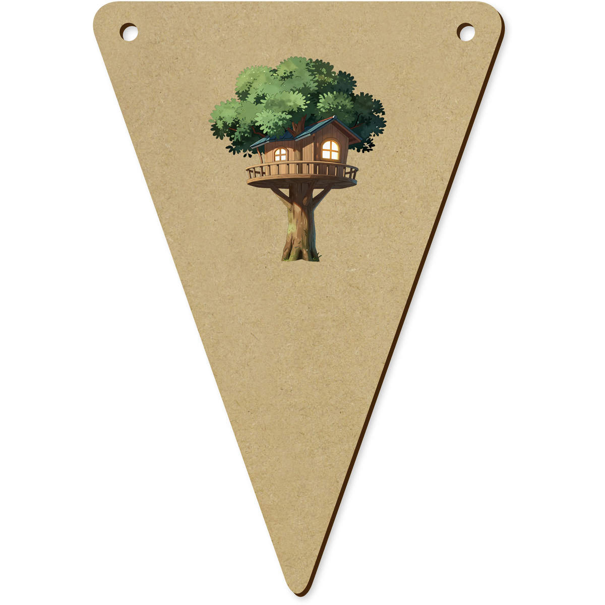 5 x 'Treehouse' MDF Bunting Flags - 14cm - MDF Pennants for Parties, Nurseries, Weddings and Home Decor (BN00098759)