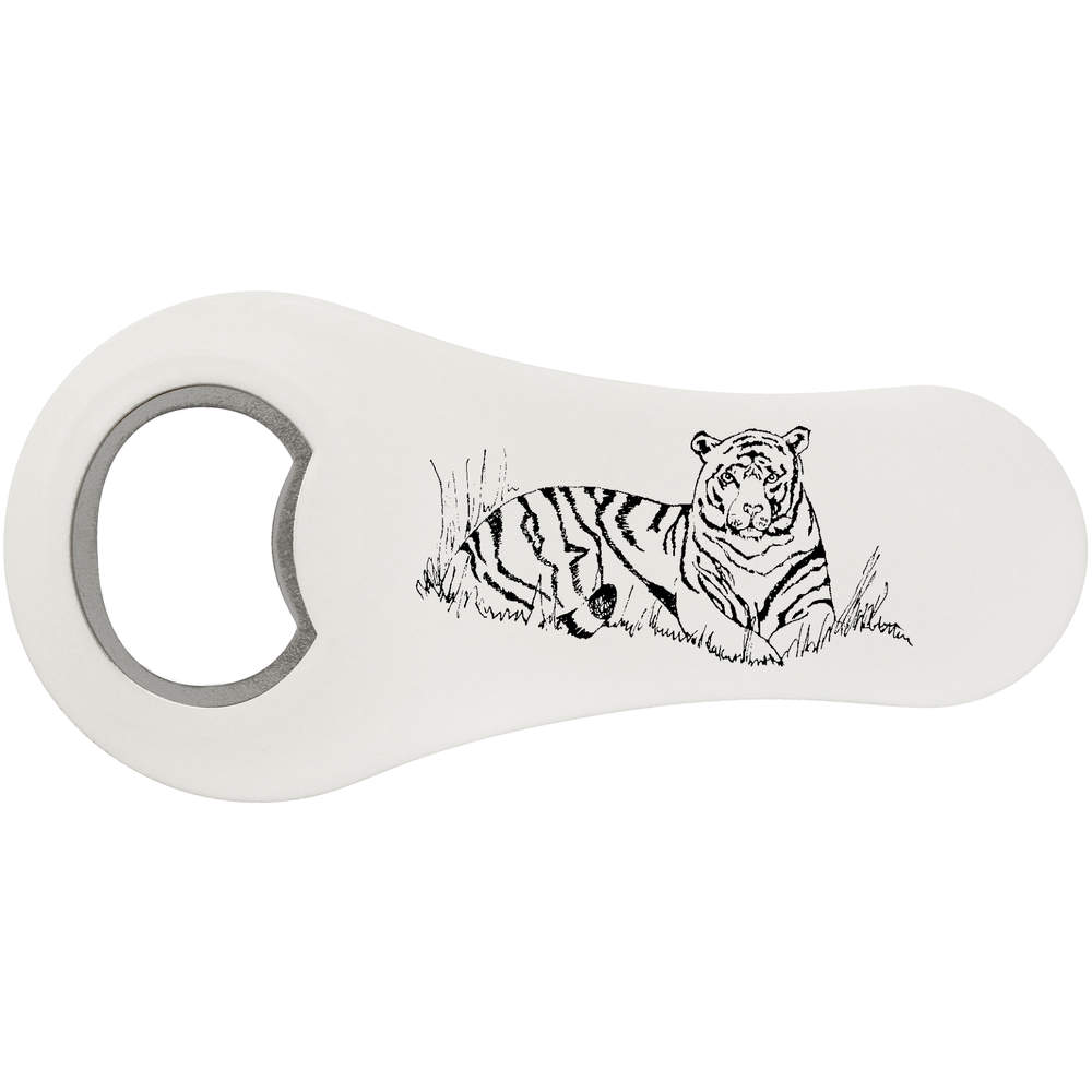 'Resting Tiger' Magnetic Bottle Opener / Fridge Magnet - Flat Bar Tool for Beer, Soft Drinks, Kitchens and Home Bars (BO00021388)