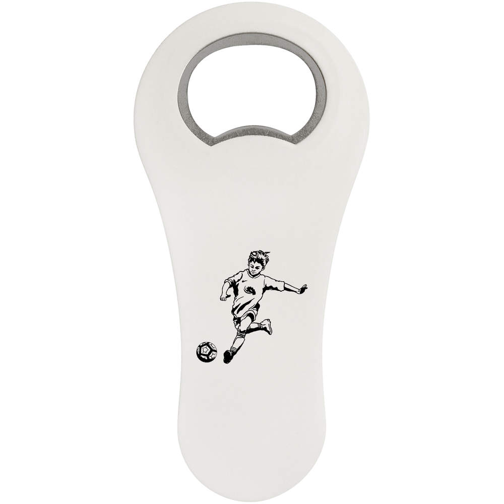 'Child Playing Football' Bottle Opener Fridge Magnet (BO00042117)