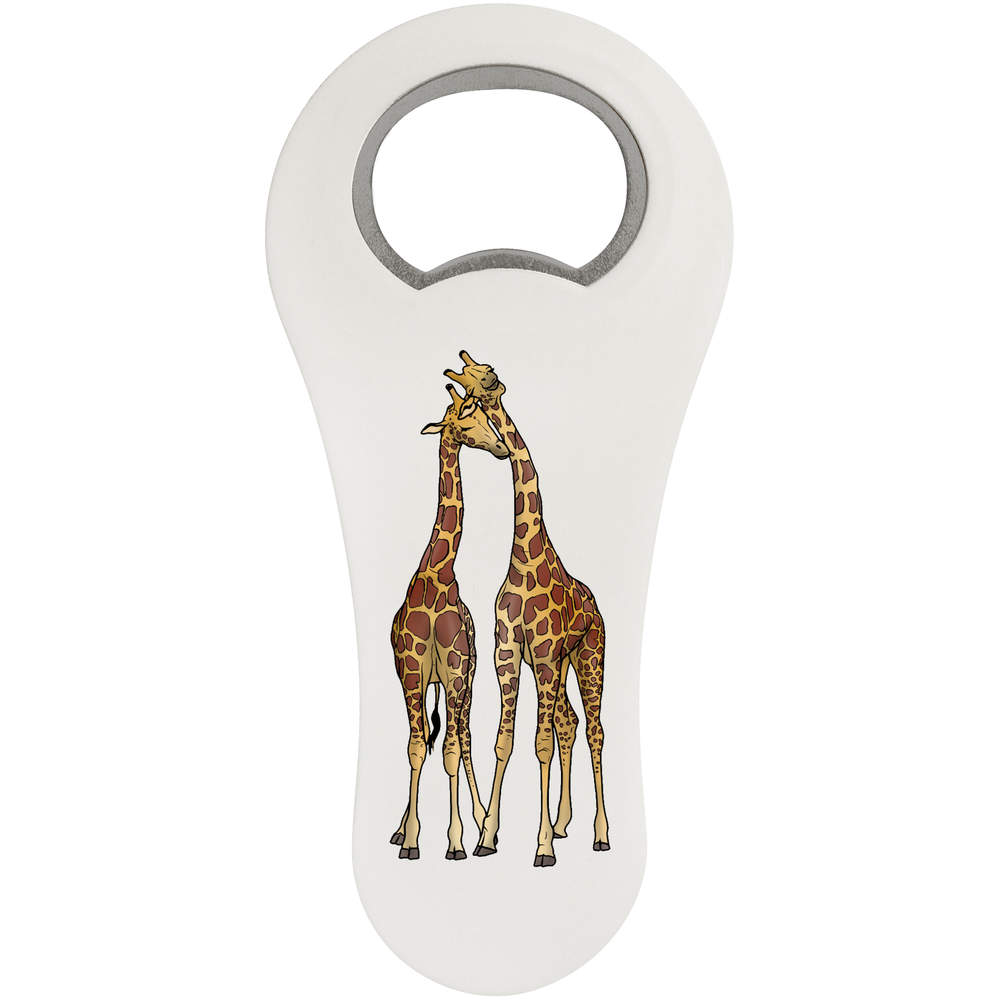 'Cuddling Giraffes' Magnetic Bottle Opener / Fridge Magnet - Flat Bar Tool for Beer, Soft Drinks, Kitchens and Home Bars (BO00066058)