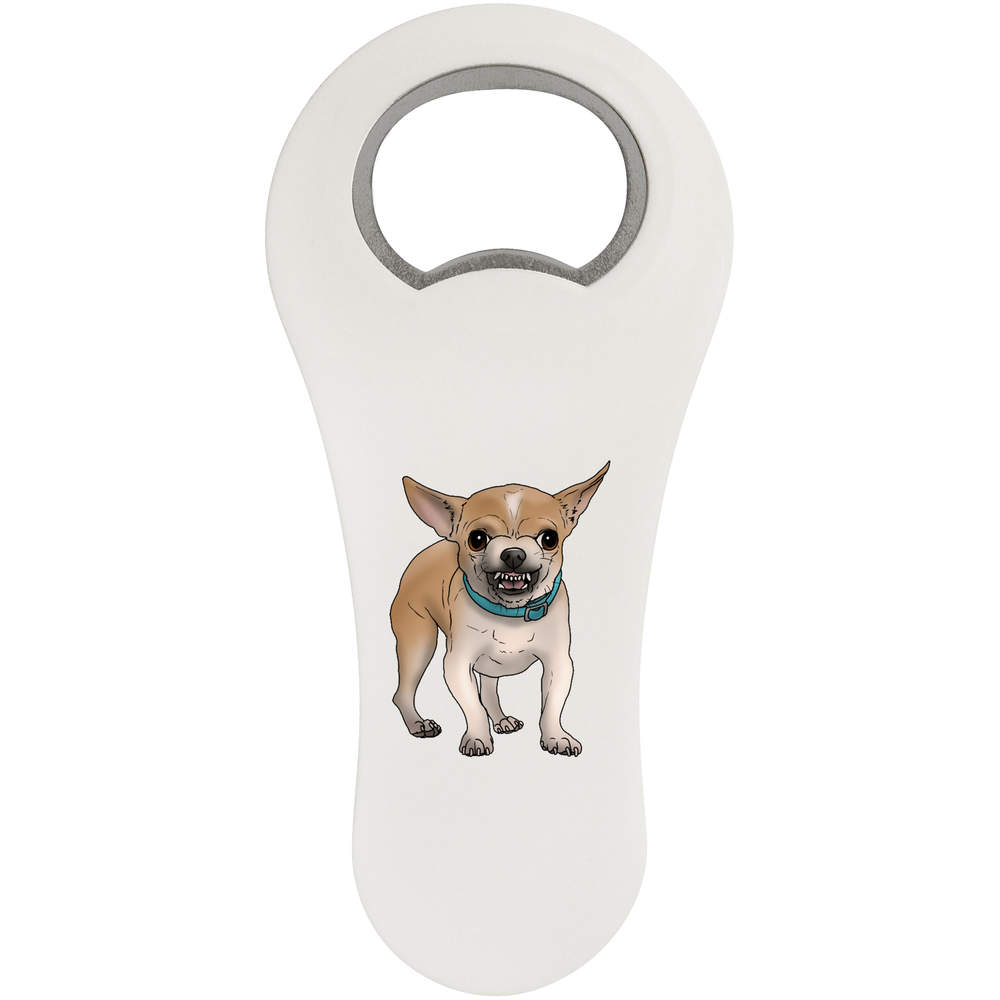 'Growling Chihuahua' Magnetic Bottle Opener / Fridge Magnet - Flat Bar Tool for Beer, Soft Drinks, Kitchens and Home Bars (BO00066851)