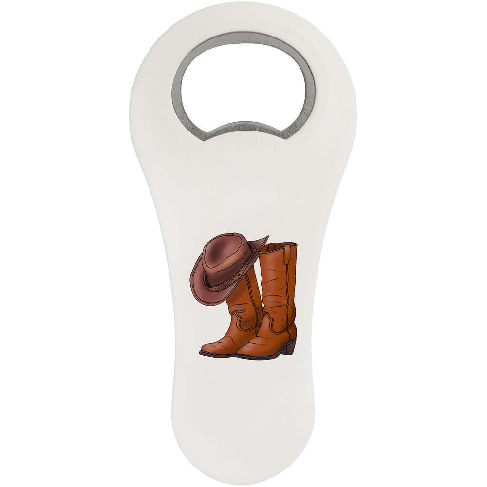 'Cowboy Boots & Hat' Magnetic Bottle Opener / Fridge Magnet - Flat Bar Tool for Beer, Soft Drinks, Kitchens and Home Bars (BO00072089)
