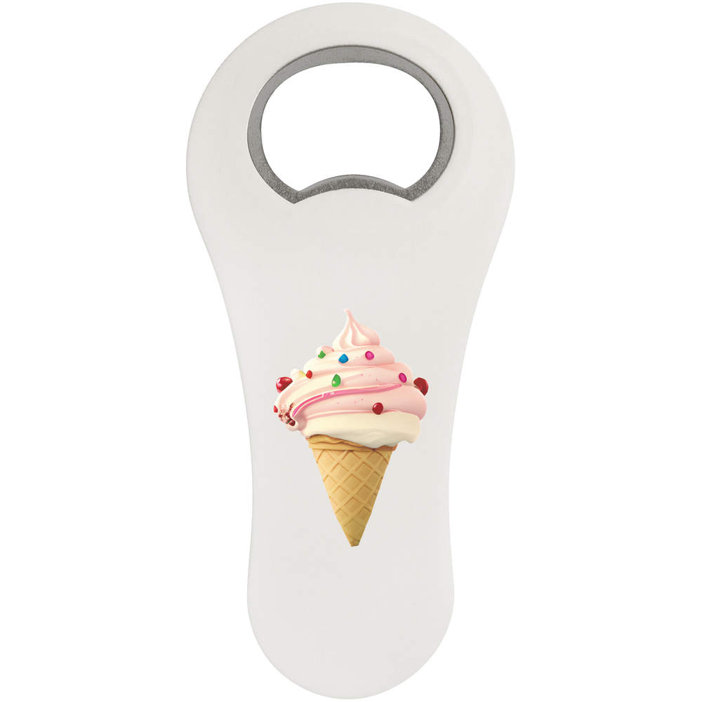 'Strawberry Ice Cream Cone' Bottle Opener Fridge Magnet (BO00080040)