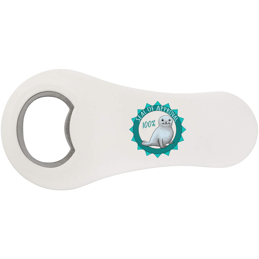 'Seal of Approval' Magnetic Bottle Opener / Fridge Magnet - Flat Bar Tool for Beer, Soft Drinks, Kitchens and Home Bars (BO00081741)