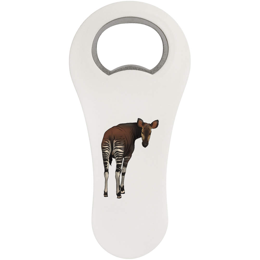 'Okapi Looking Back' Magnetic Bottle Opener / Fridge Magnet - Flat Bar Tool for Beer, Soft Drinks, Kitchens and Home Bars (BO00082634)