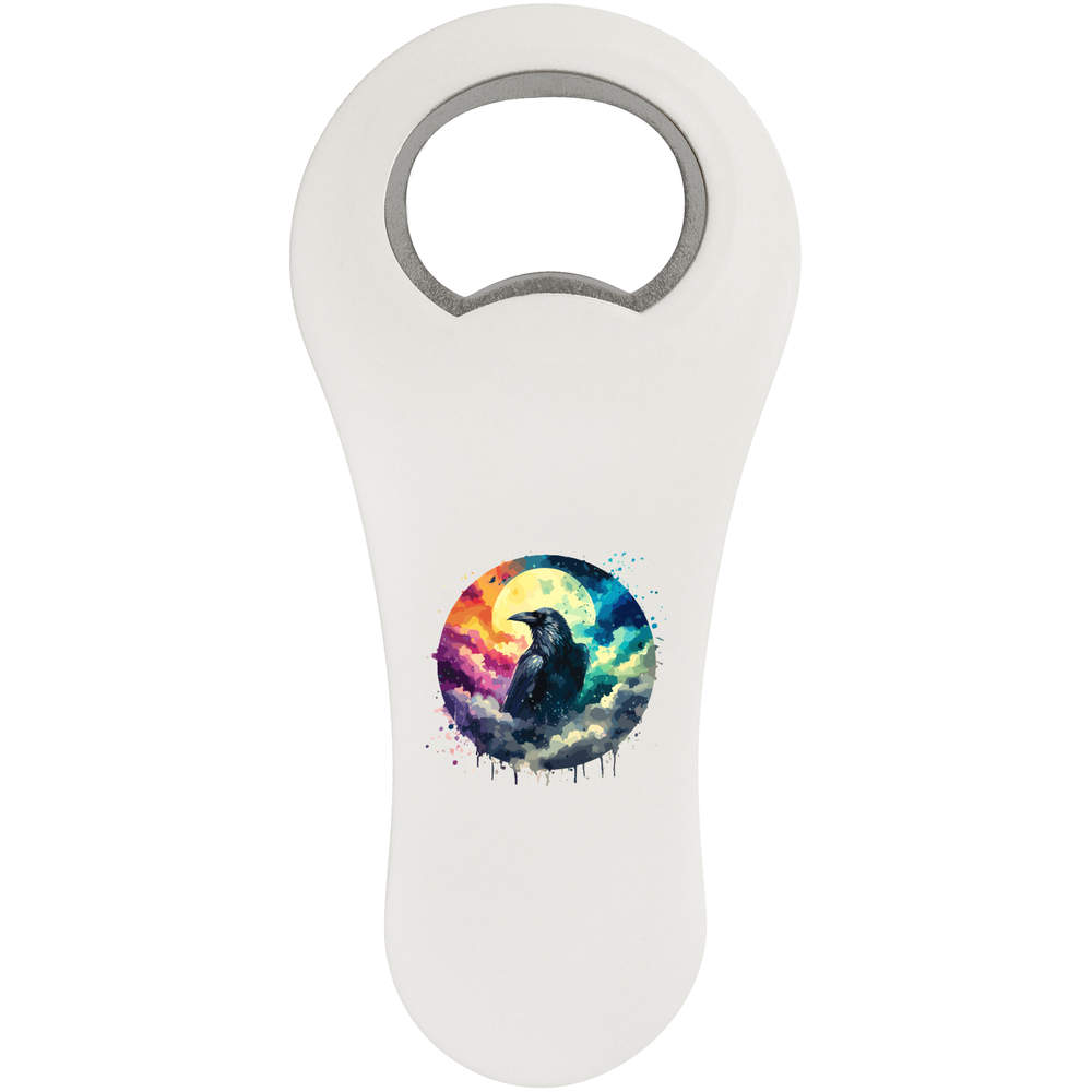 'Raven in Moonlight' Magnetic Bottle Opener / Fridge Magnet - Flat Bar Tool for Beer, Soft Drinks, Kitchens and Home Bars (BO00083952)