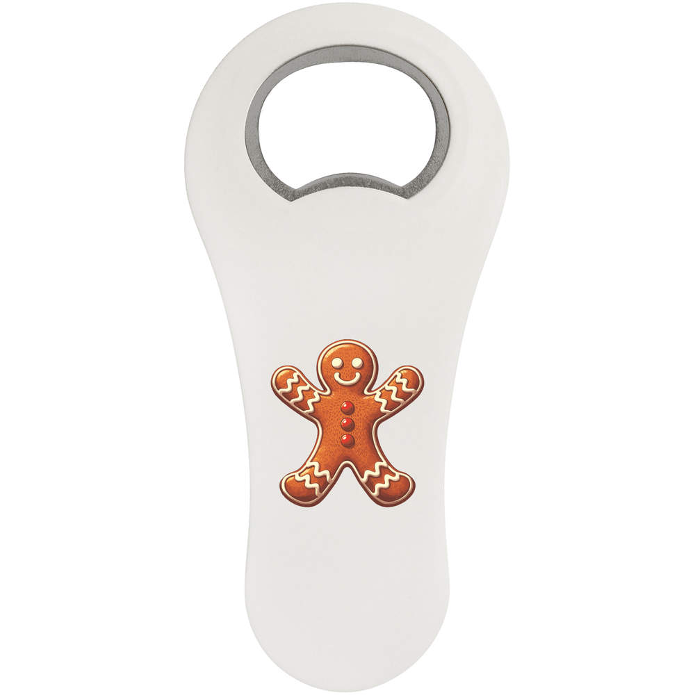 'Gingerbread Man Buttons' Magnetic Bottle Opener / Fridge Magnet - Flat Bar Tool for Beer, Soft Drinks, Kitchens and Home Bars (BO00086868)