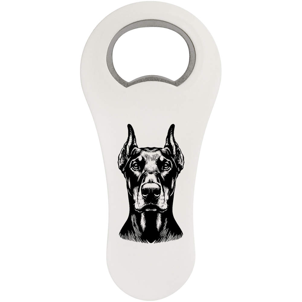 'Doberman Dog Portrait' Magnetic Bottle Opener / Fridge Magnet - Flat Bar Tool for Beer, Soft Drinks, Kitchens and Home Bars (BO00087188)