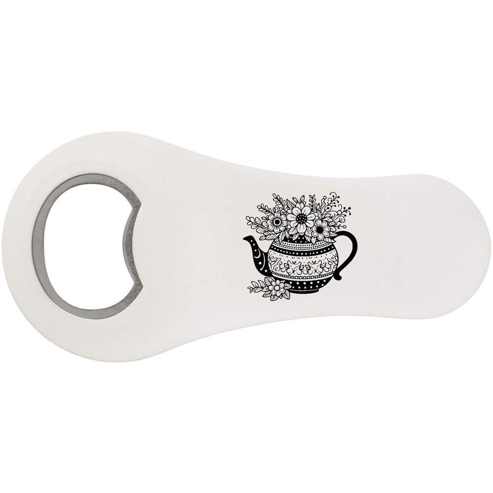'Teapot Flower Planter' Magnetic Bottle Opener / Fridge Magnet - Flat Bar Tool for Beer, Soft Drinks, Kitchens and Home Bars (BO00087278)