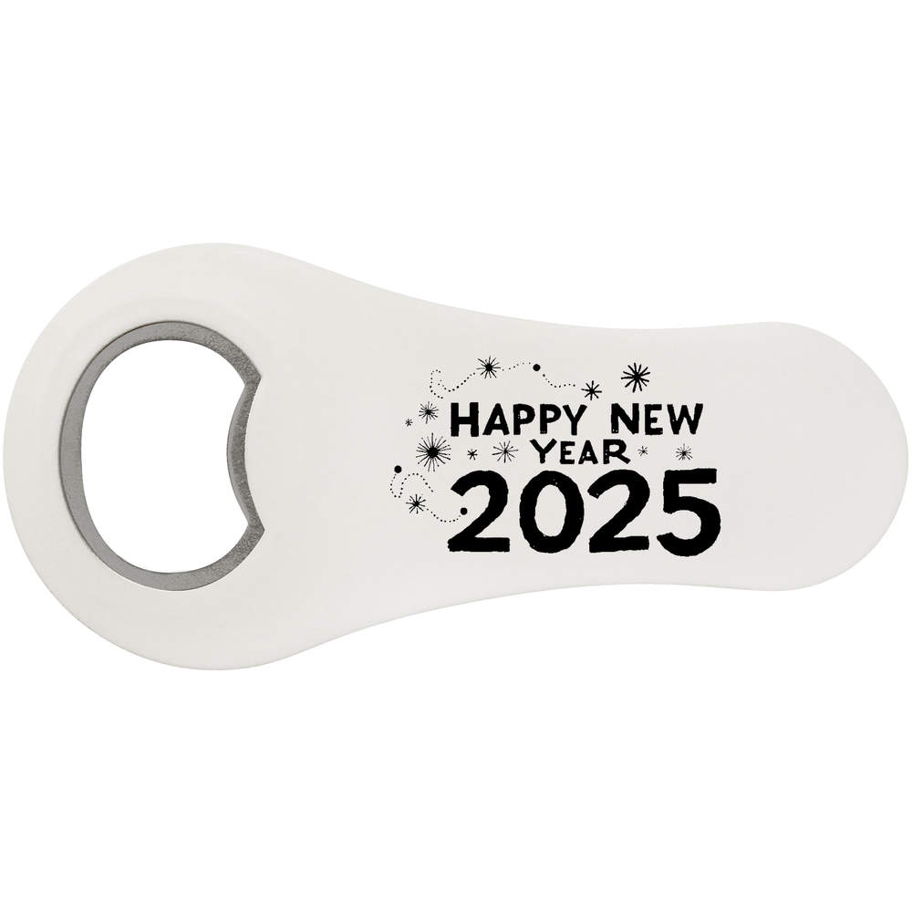 'Happy New Year 2025' Magnetic Bottle Opener / Fridge Magnet - Flat Bar Tool for Beer, Soft Drinks, Kitchens and Home Bars (BO00088492)