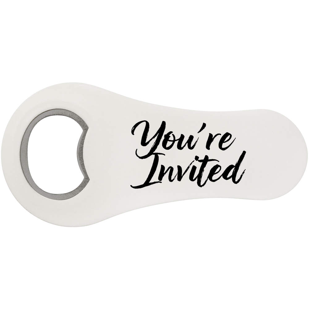 'You're Invited' Magnetic Bottle Opener / Fridge Magnet - Flat Bar Tool for Beer, Soft Drinks, Kitchens and Home Bars (BO00089065)