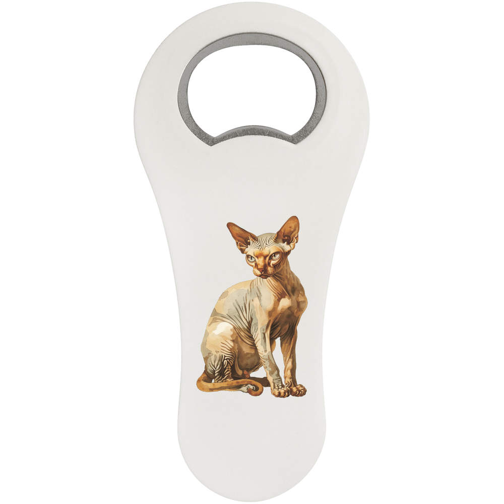 'Sphynx Cat Sitting' Magnetic Bottle Opener / Fridge Magnet - Flat Bar Tool for Beer, Soft Drinks, Kitchens and Home Bars (BO00089131)