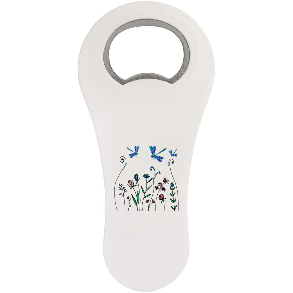'Dragonflies In Wildflowers' Bottle Opener Fridge Magnet (BO00091500)