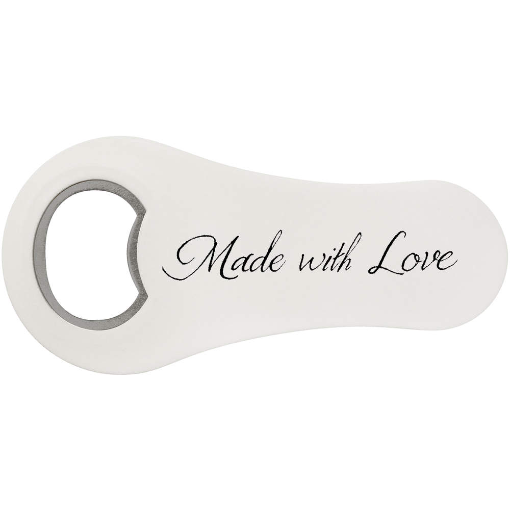 'Made With Love' Magnetic Bottle Opener / Fridge Magnet - Flat Bar Tool for Beer, Soft Drinks, Kitchens and Home Bars (BO00091705)